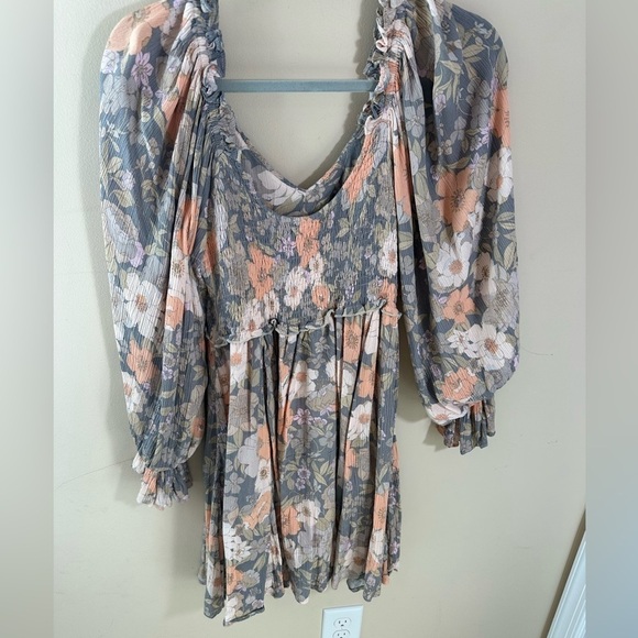 FATE boho smocked balloon sleeve muted color floral dress family photo! Size S - Picture 2 of 7